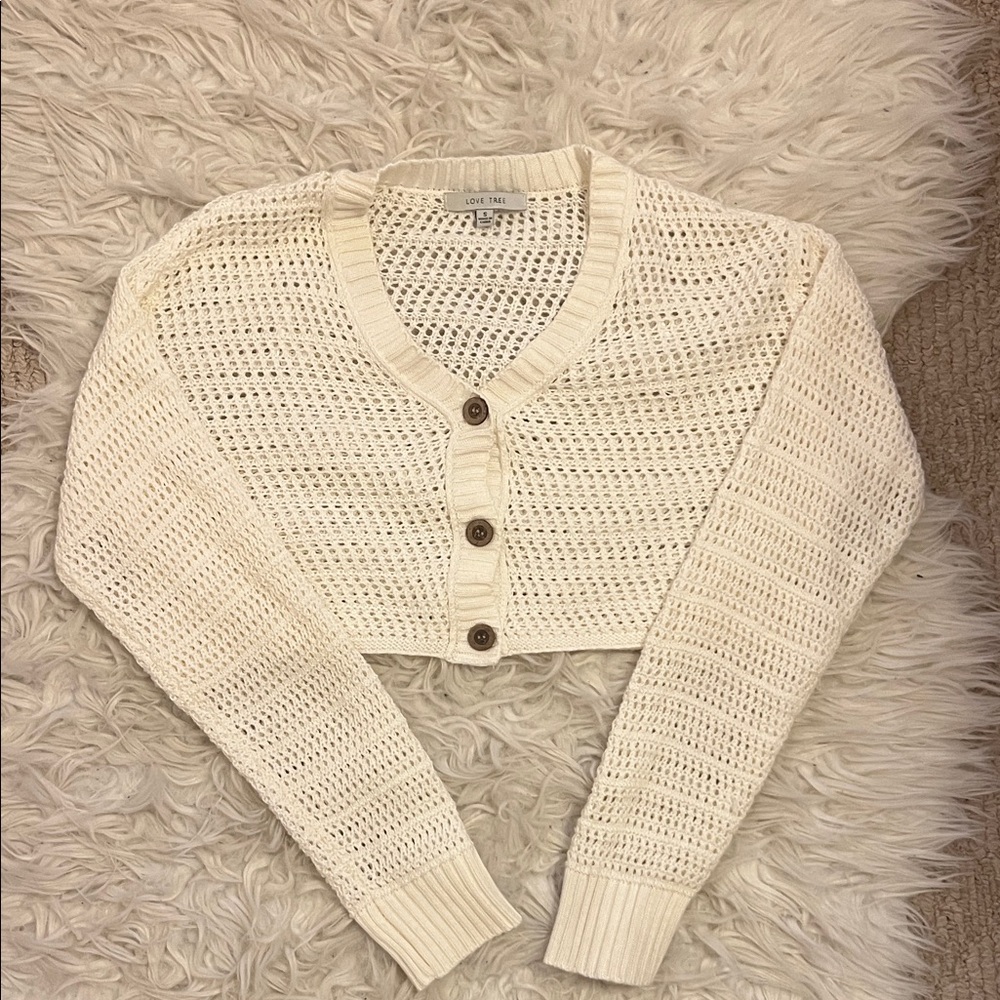 Love Tree Cream Button-Up Cardigan